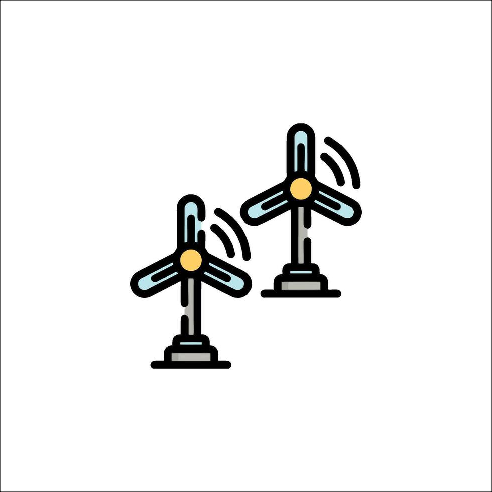 Two wind turbines on a white background vector