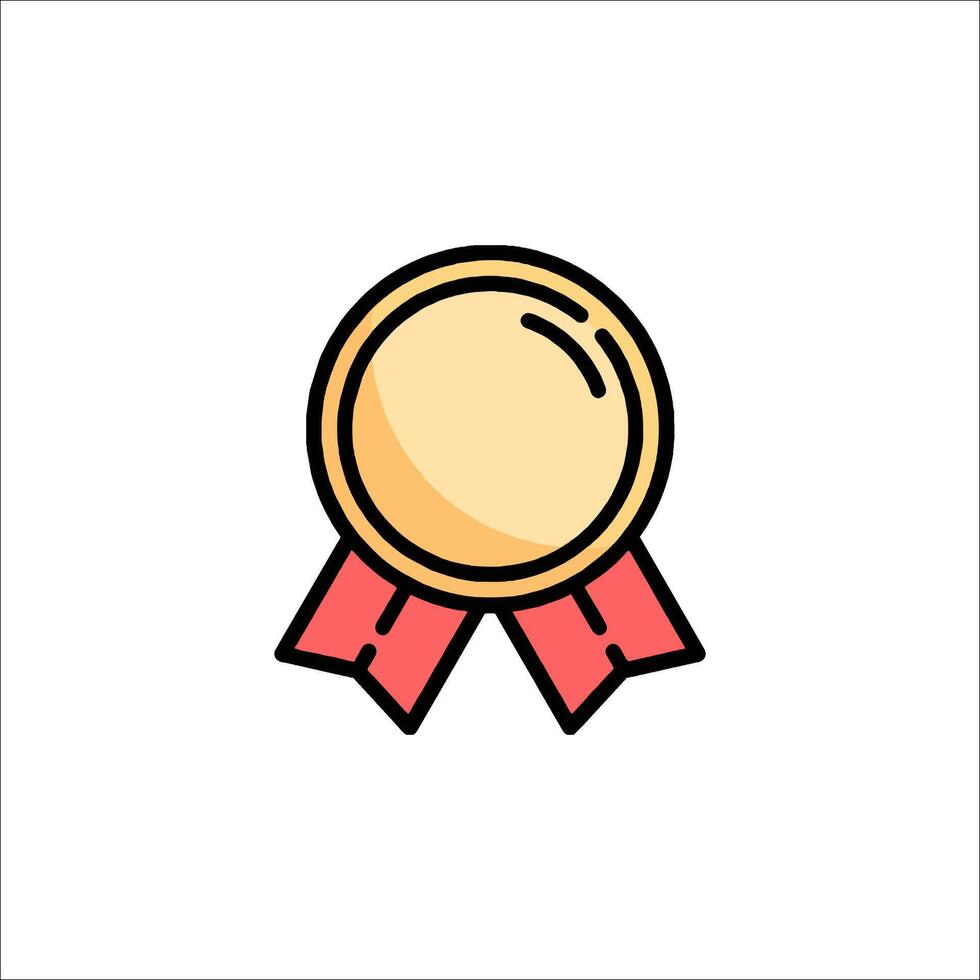 A gold medal with a red ribbon on a white background vector
