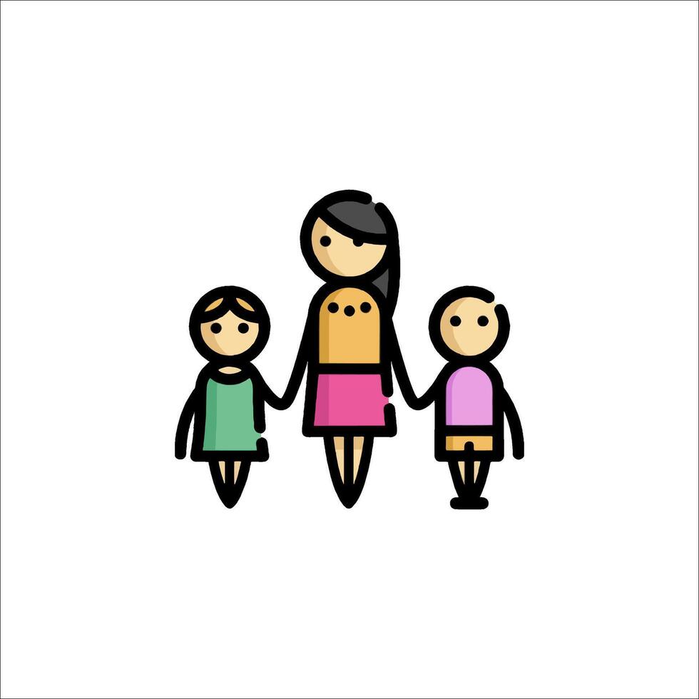 A woman and two children are holding hands vector