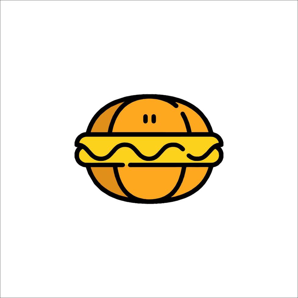 A hamburger with a bun on top of it vector