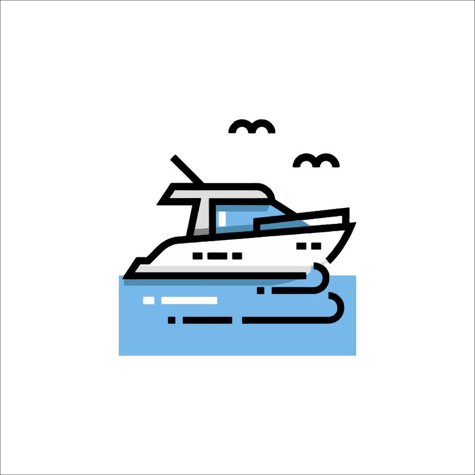 A boat on the water icon vector