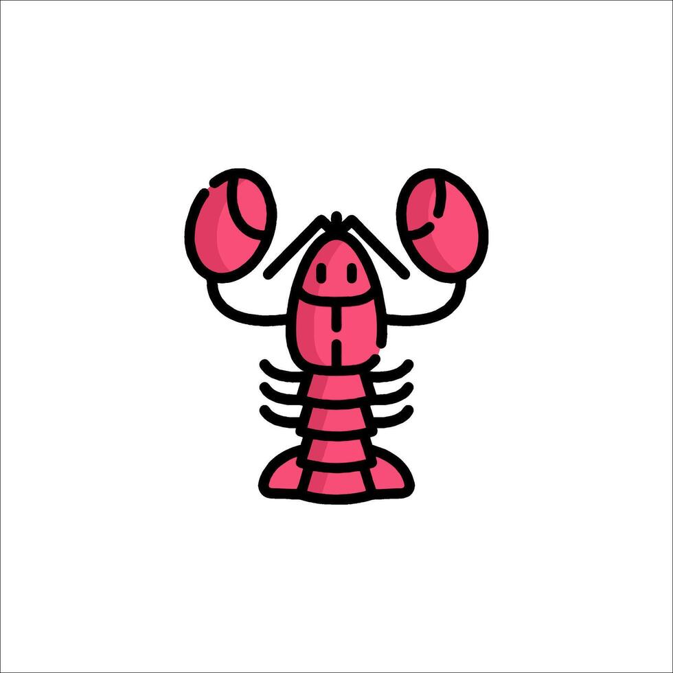 A cartoon lobster with two claws on its back vector