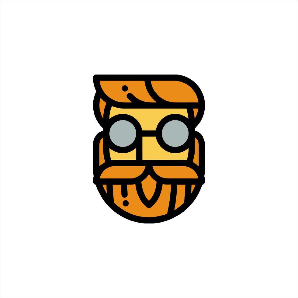A man with glasses and a beard is shown in a flat line style vector