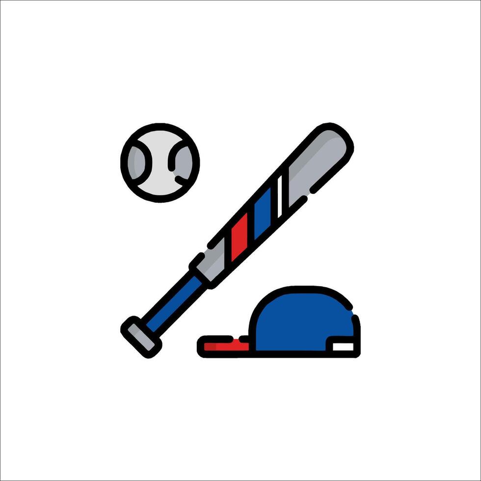 Baseball bat and ball icon vector