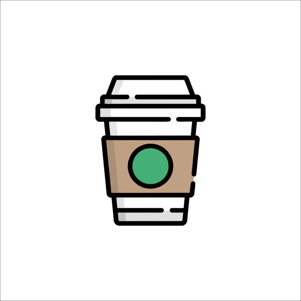 Coffee cup icon, line style, on white background vector