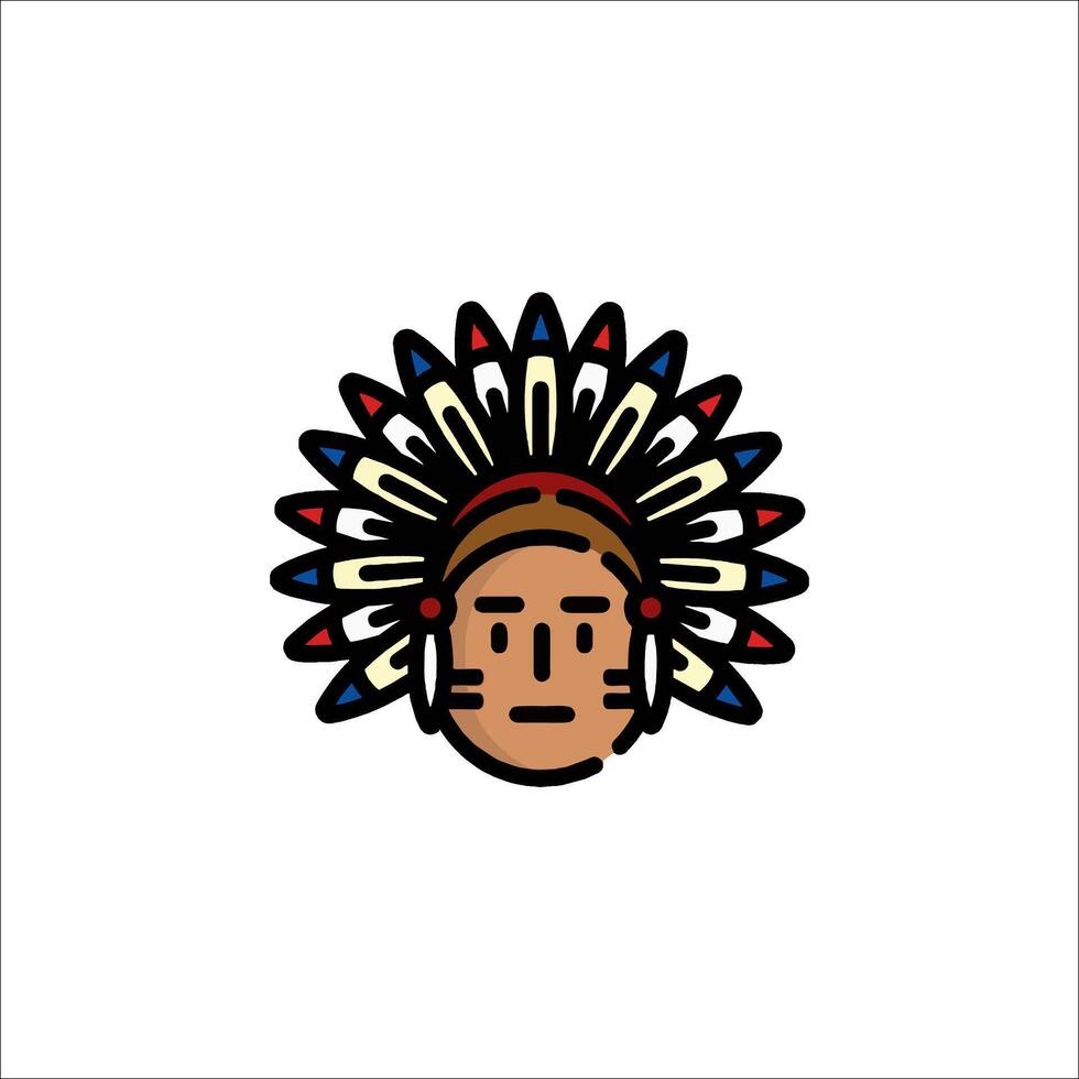 A cartoon headdress with an indian man's face vector