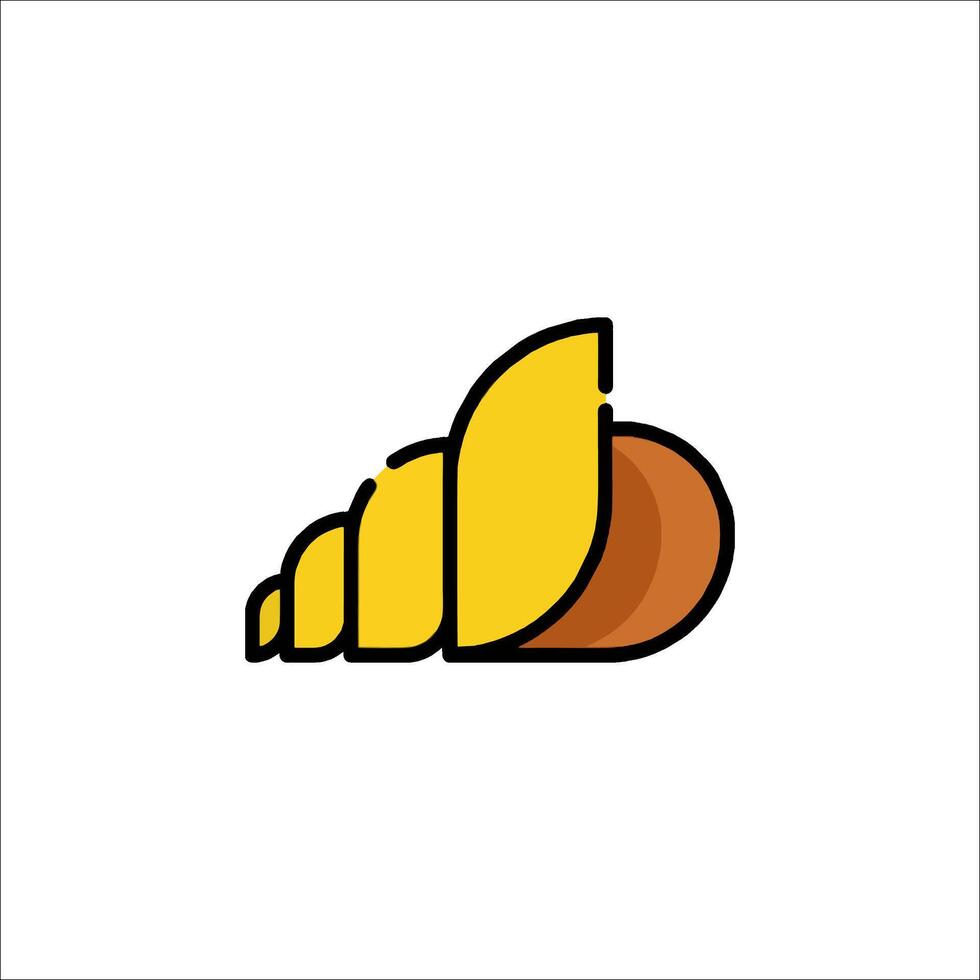 A yellow and orange shell icon vector