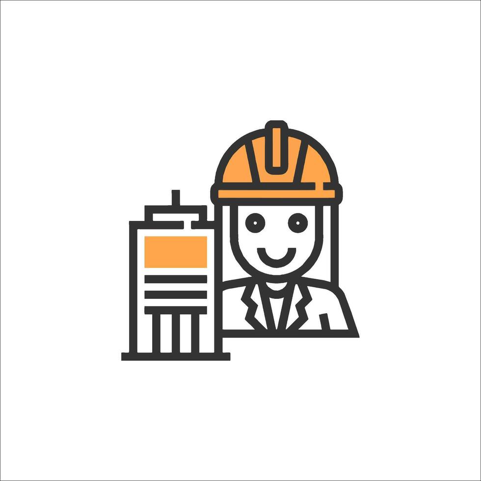 A woman in a hard hat holding a box vector