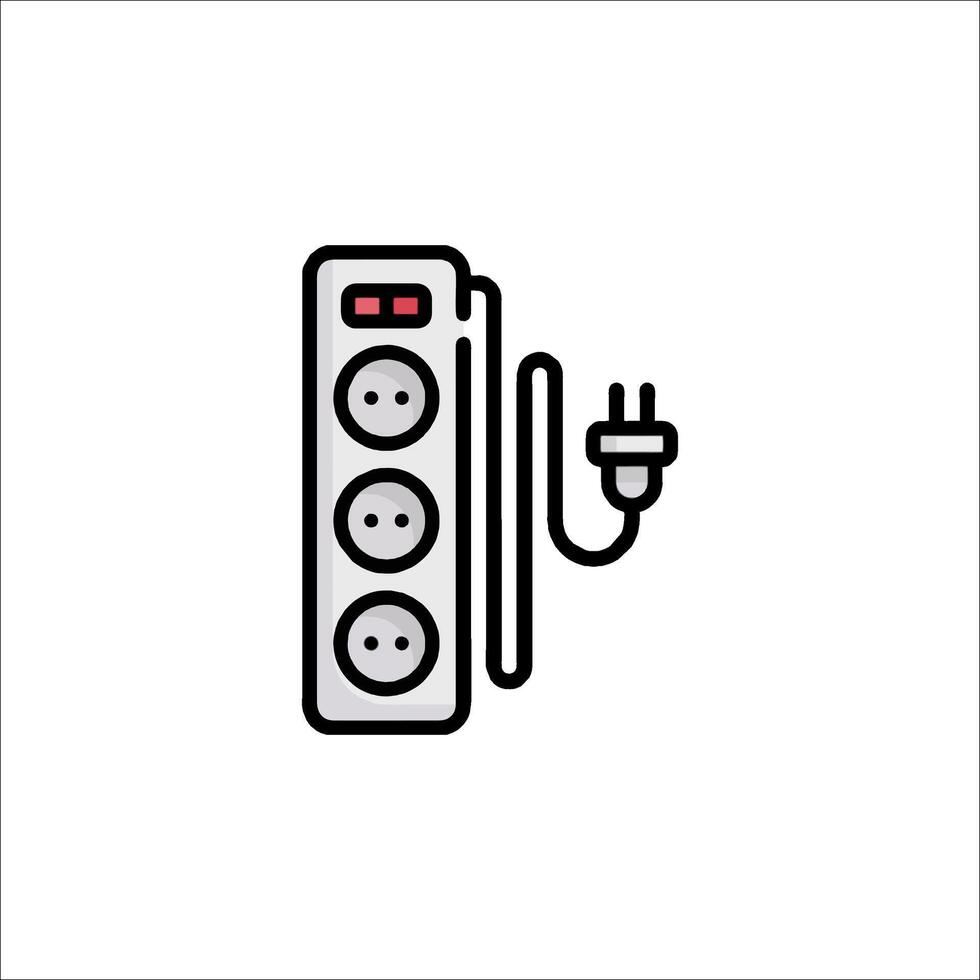 An electrical outlet with three plugs and a power cord vector