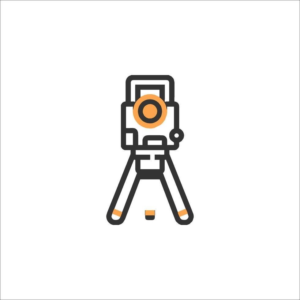A line drawing of a camera on a tripod vector