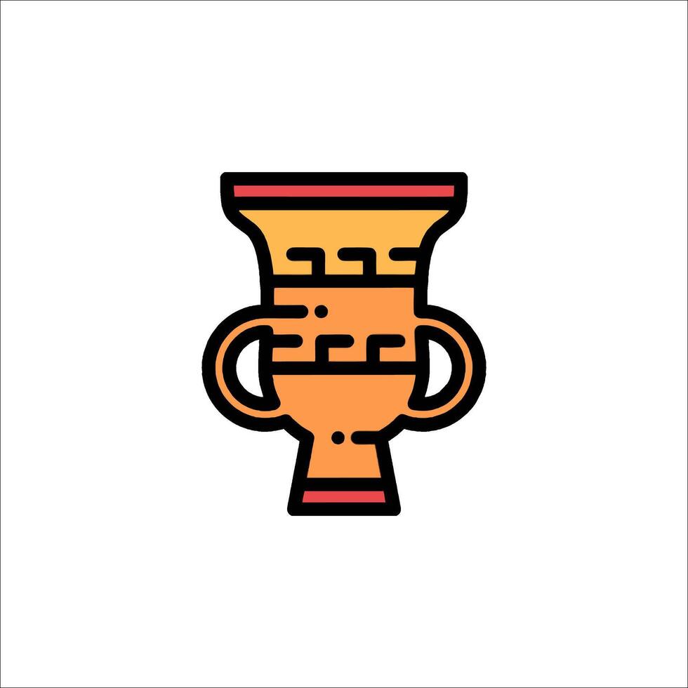 A trophy icon with a red and orange color vector