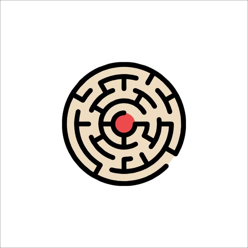 A maze with a red dot in the middle vector