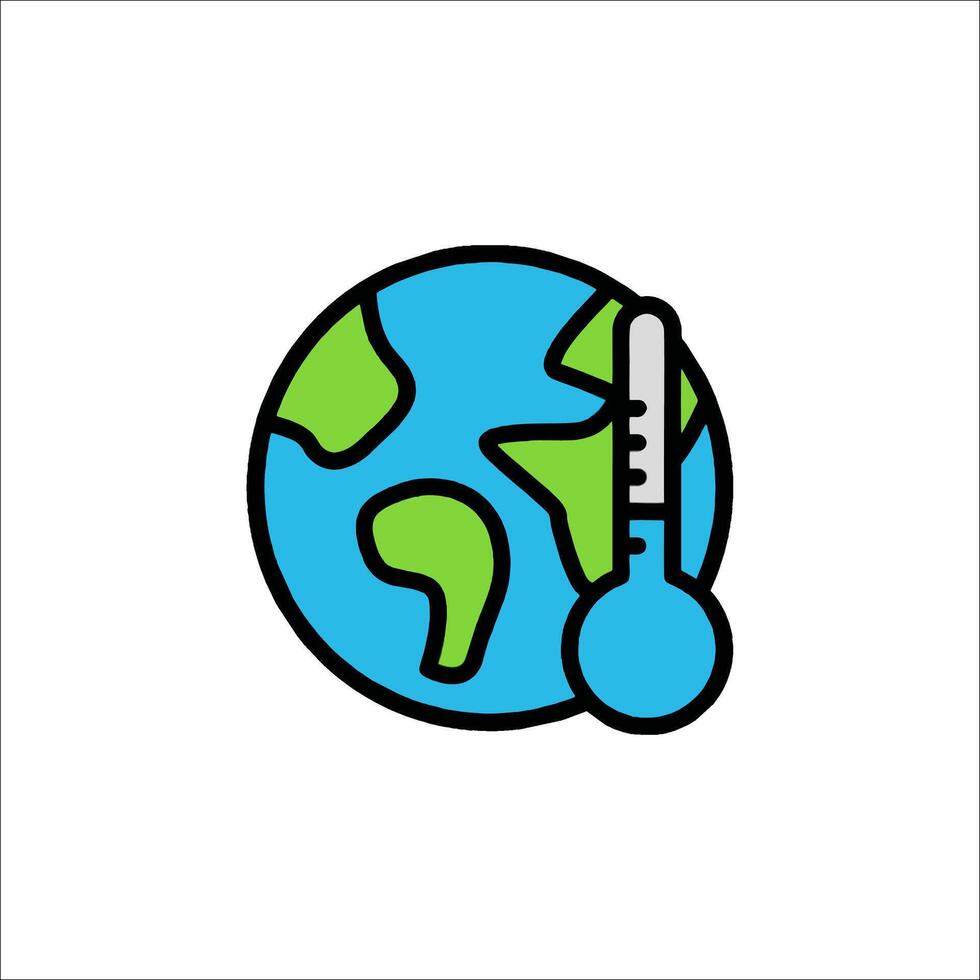 The earth is shown with a thermometer and a globe vector