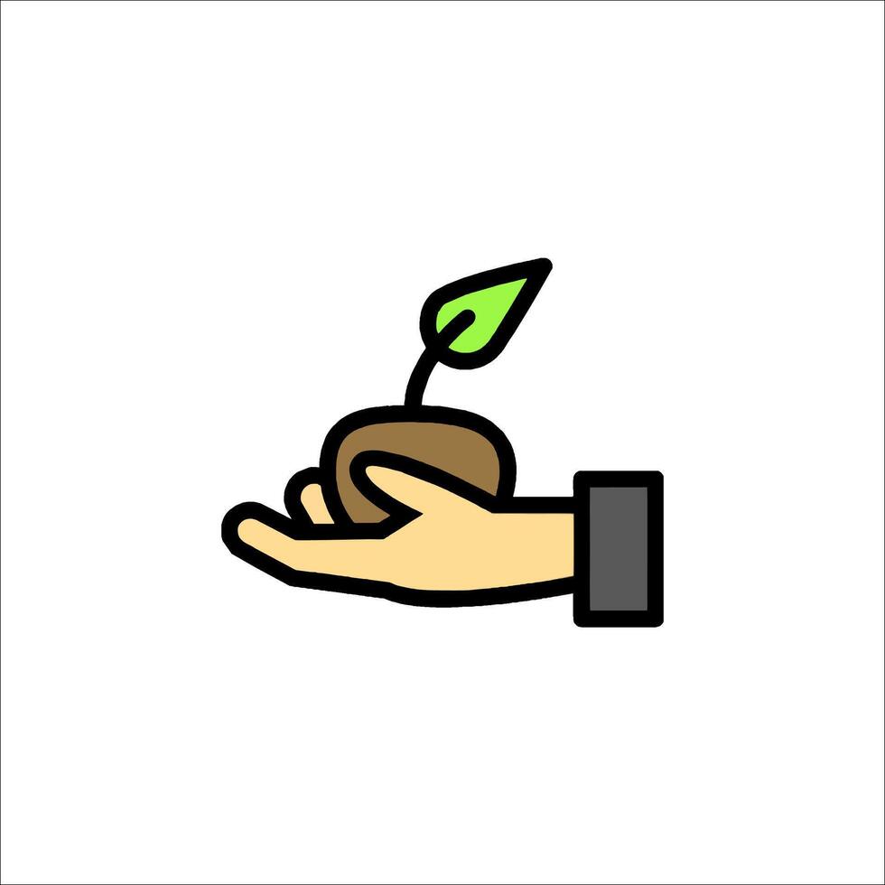 A hand holding a plant with a green sprout vector