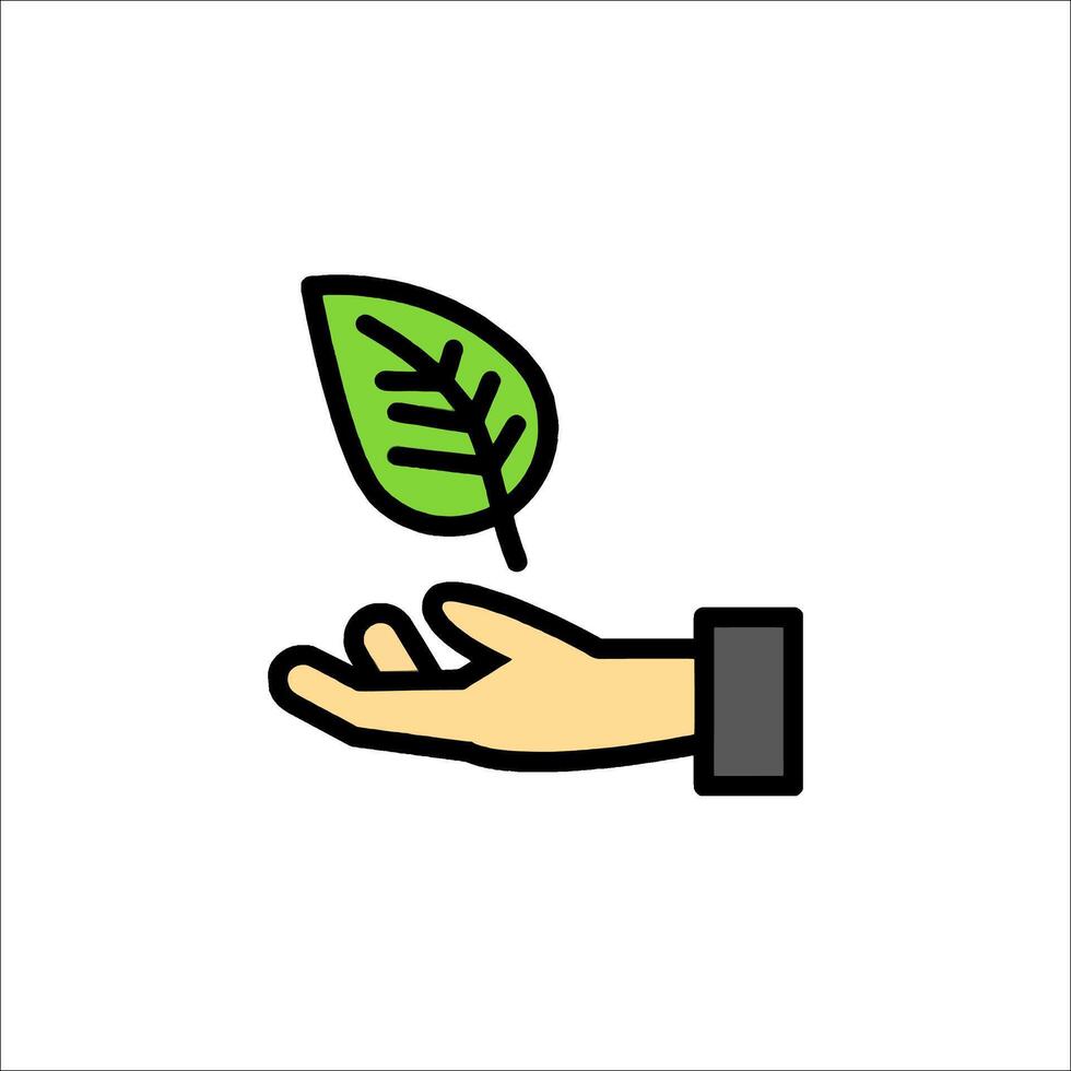 Hand holding a leaf icon, illustration vector