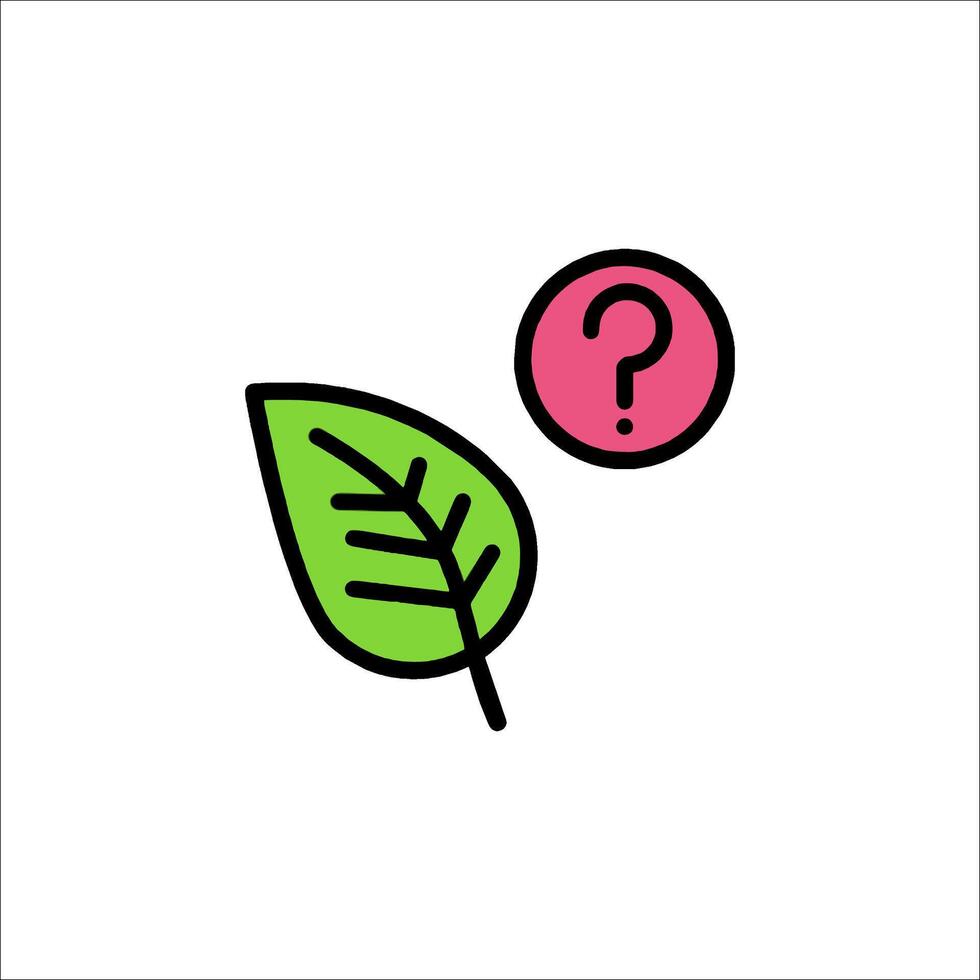 A green leaf with question mark and a pink question mark vector