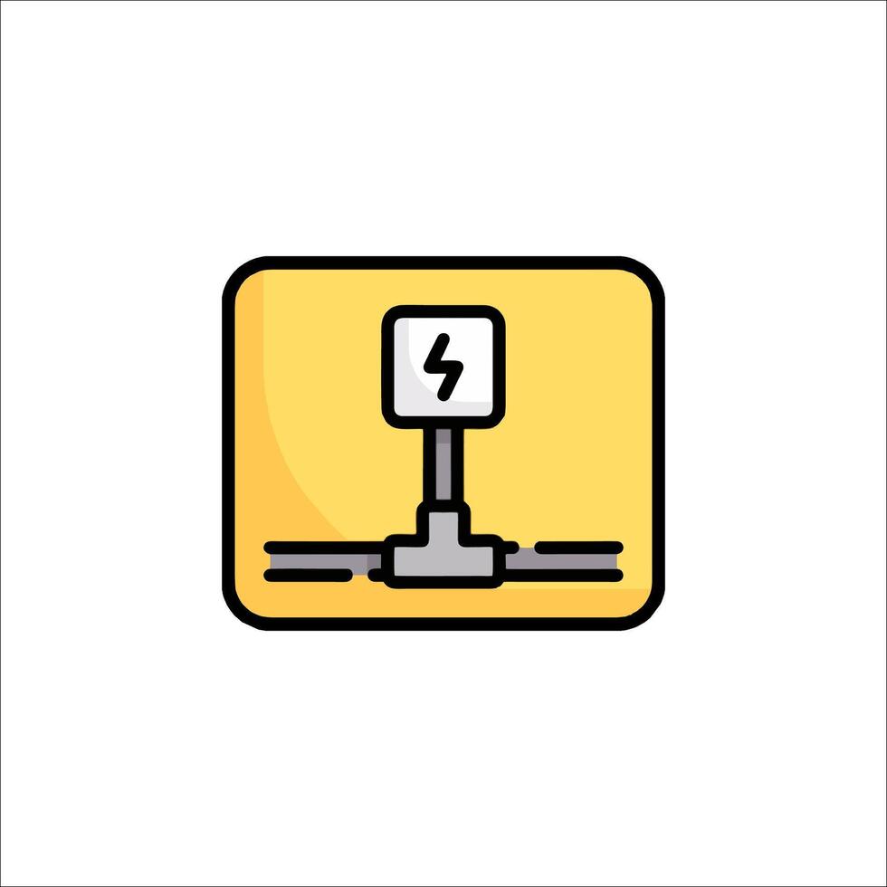 A yellow and white icon of a power outlet vector