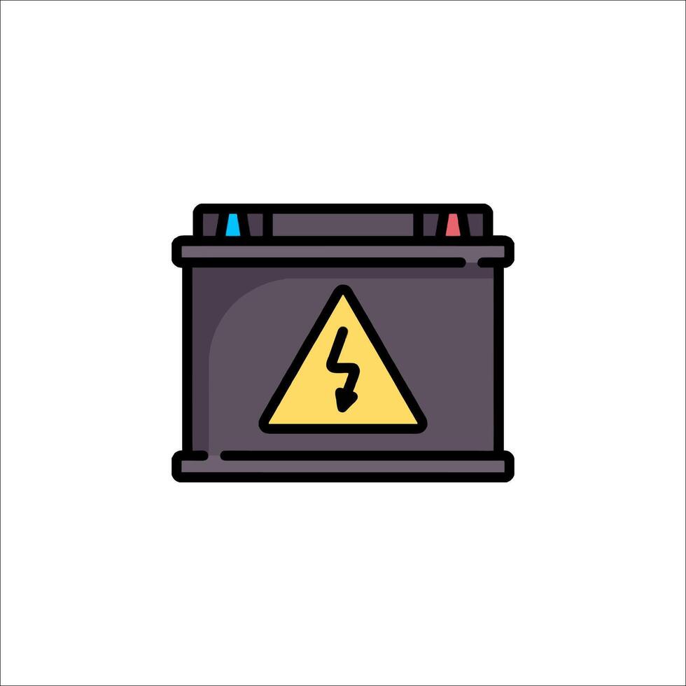 A battery icon with a yellow warning sign vector