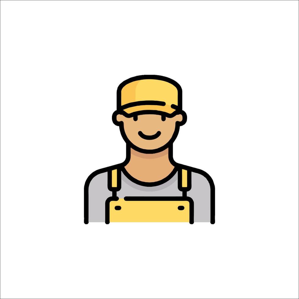 A man in a hat and overalls icon vector