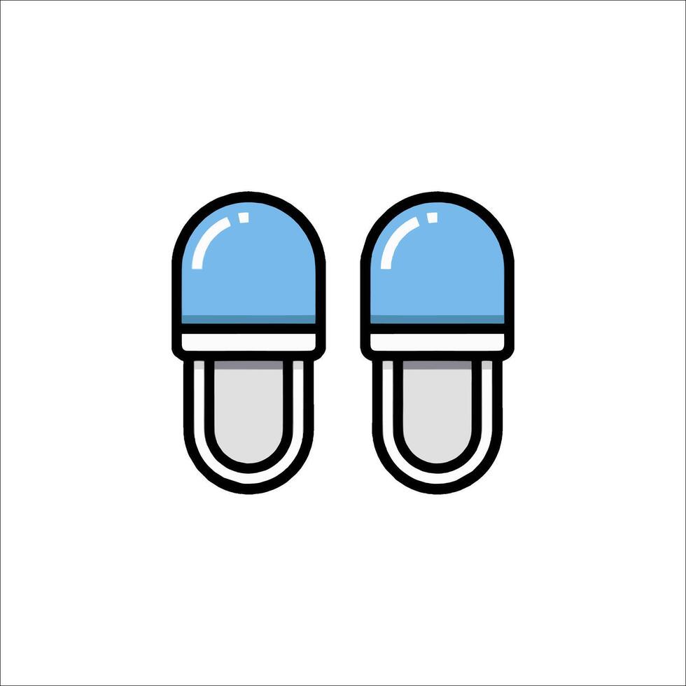 Two pills with blue tops on a white background vector