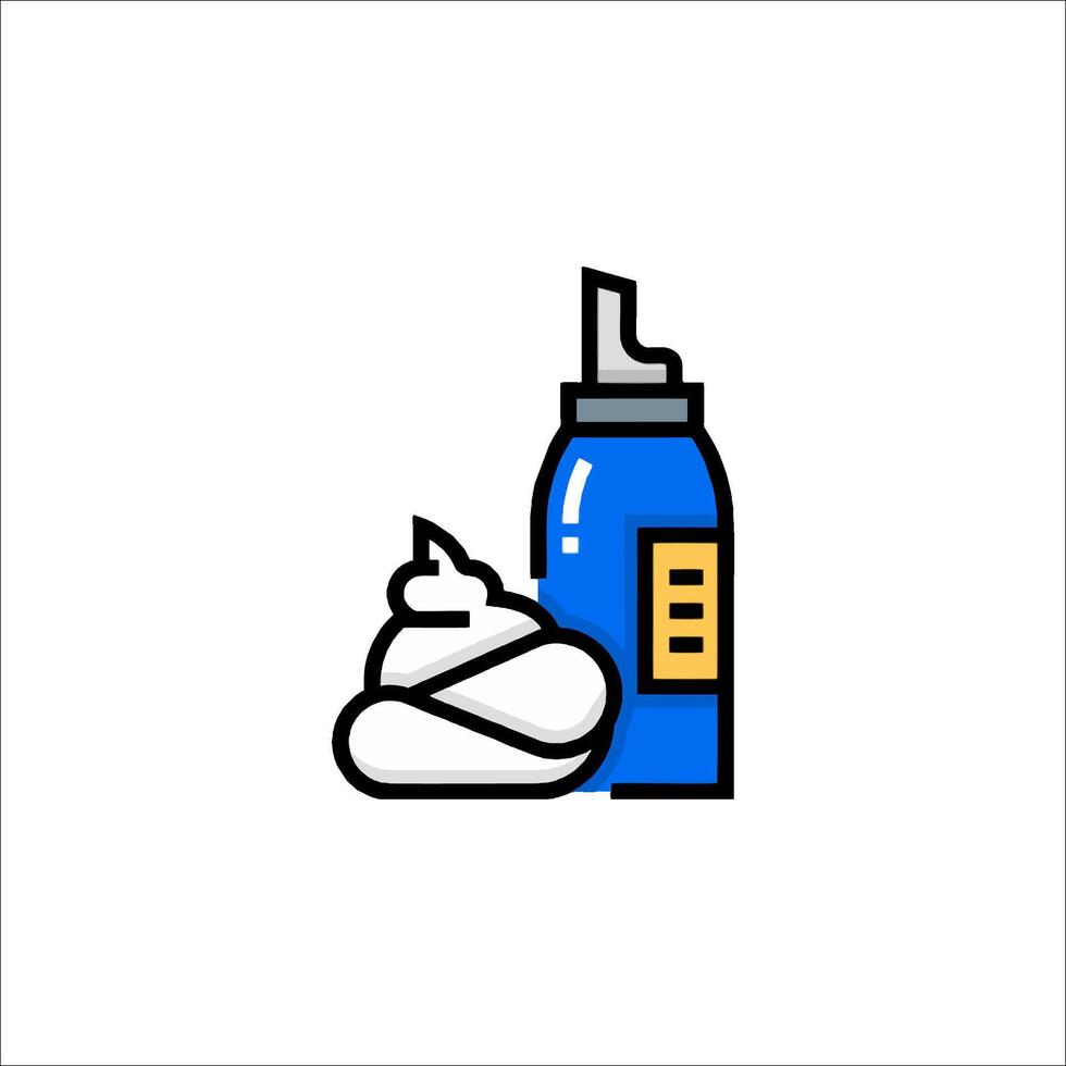 A blue and white bottle of shaving cream and a towel vector
