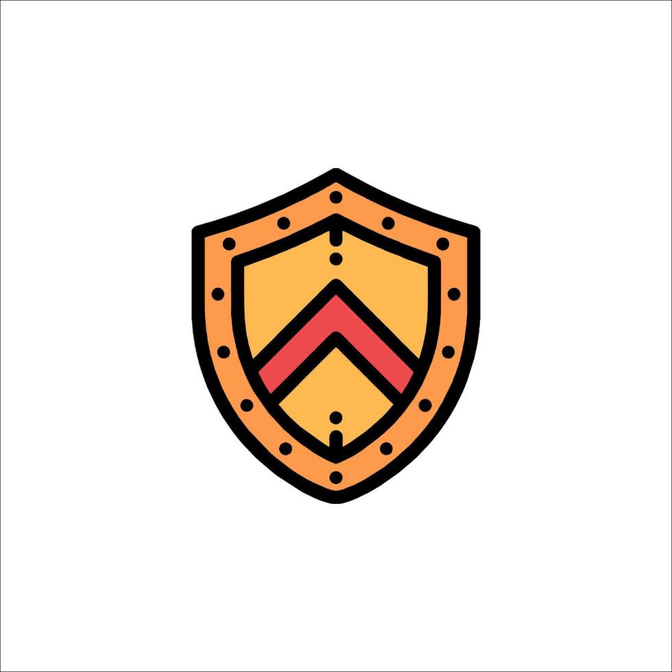 A shield logo with a red and yellow color scheme vector
