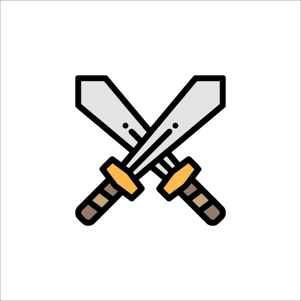 Two crossed swords icon in a flat style vector