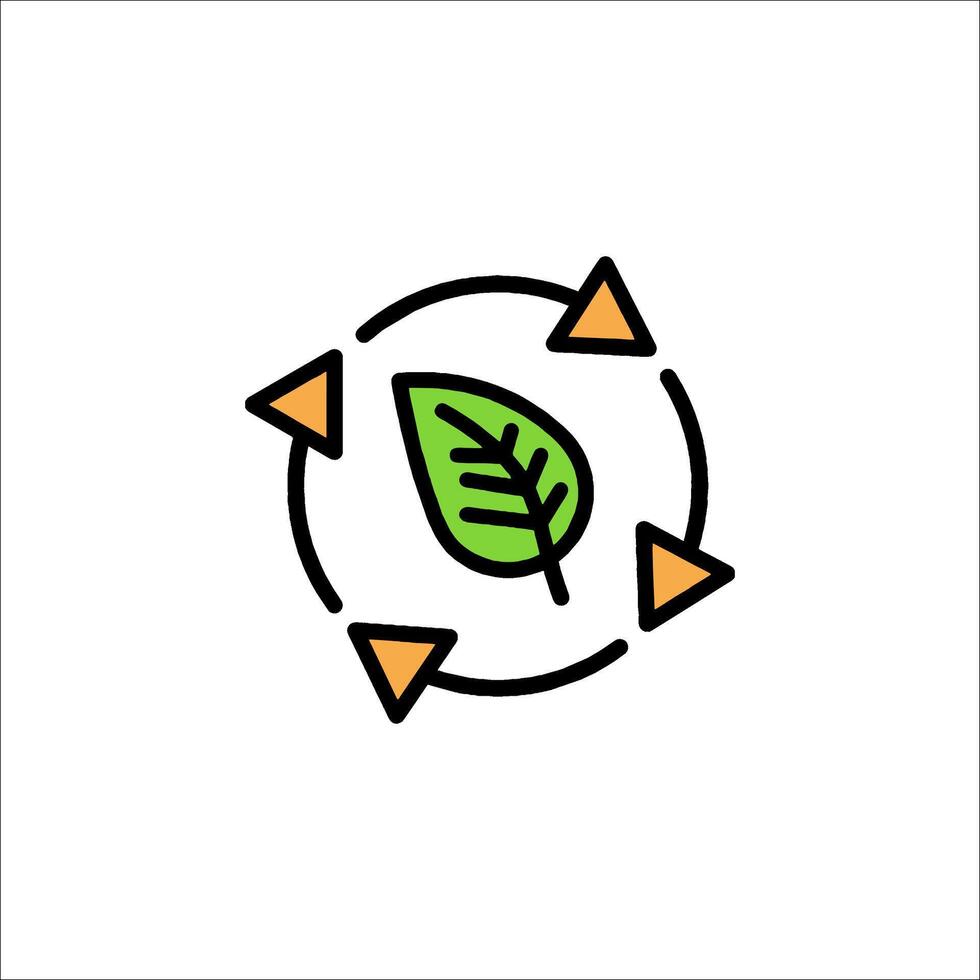 A green leaf in a circle with arrows around it vector