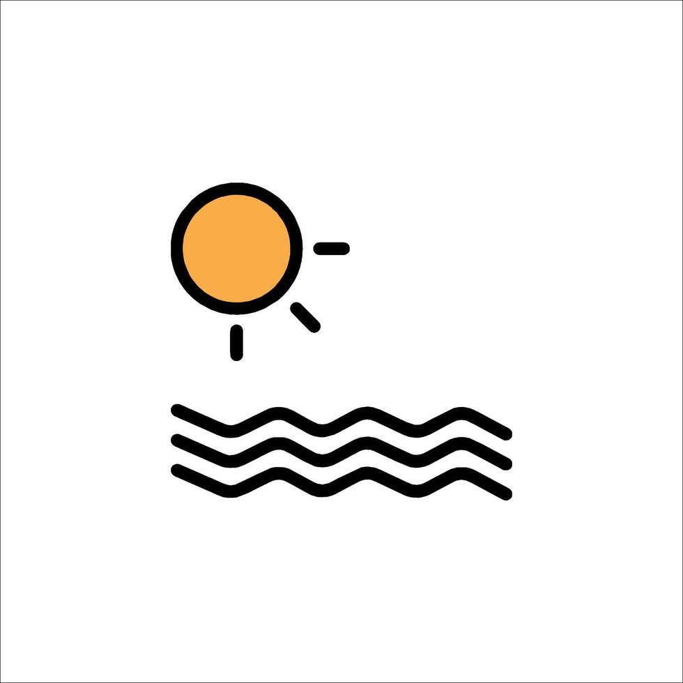 The sun and waves icon on a white background vector