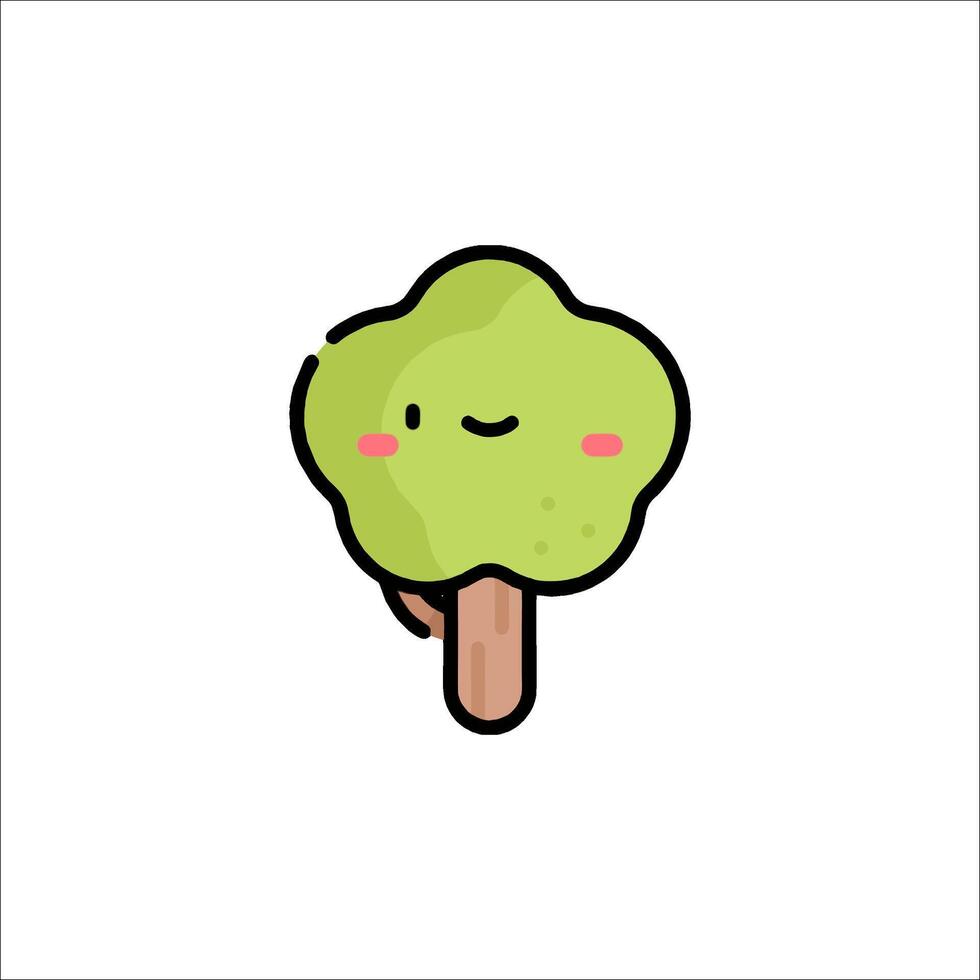 A cartoon green tree with a face on it vector