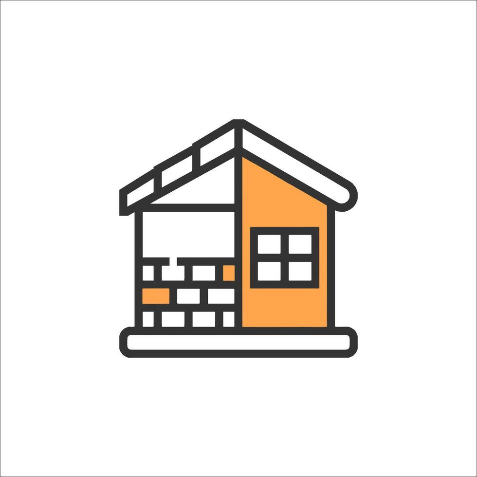 A house icon with a brick wall and roof vector