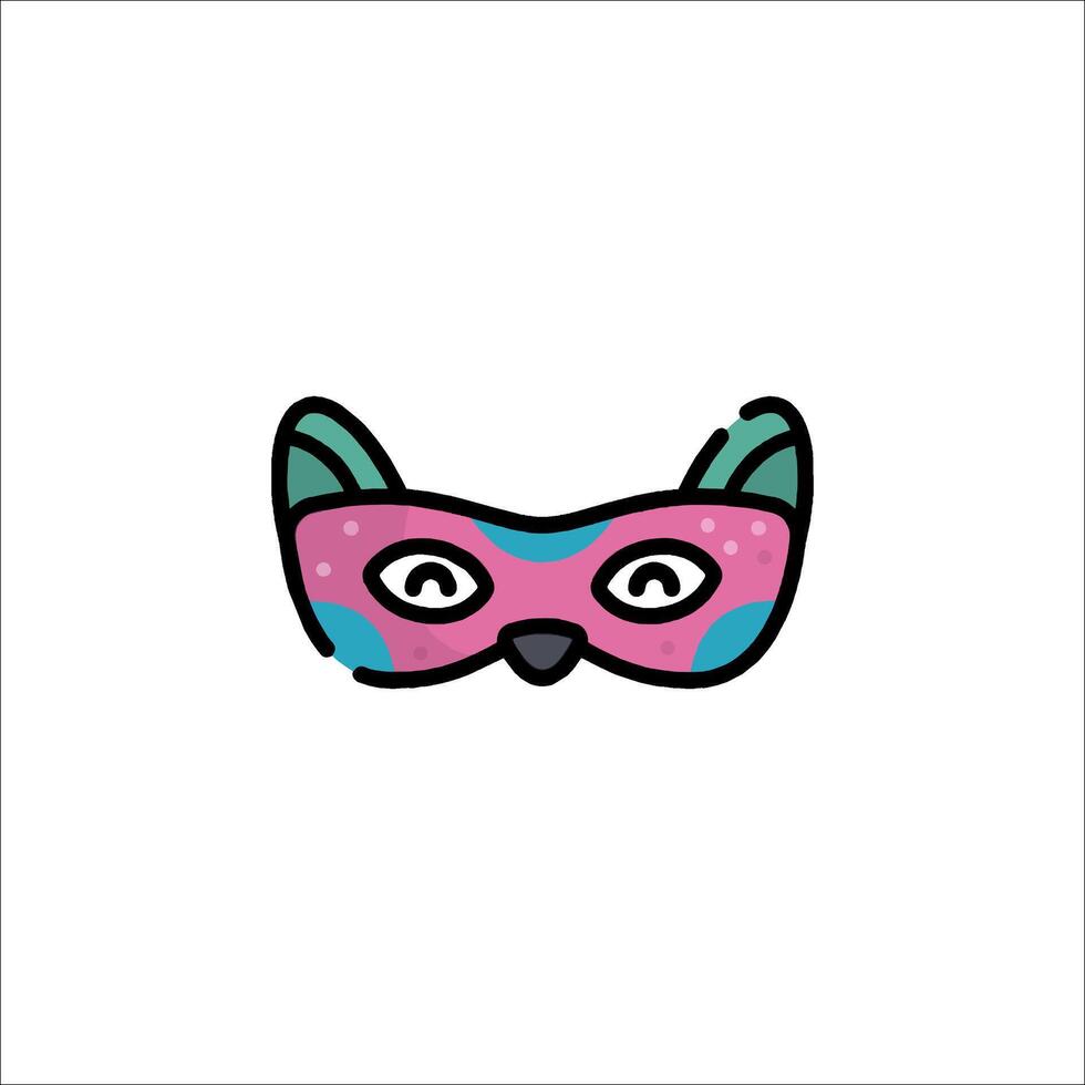 A cartoon cat mask with eyes and nose vector
