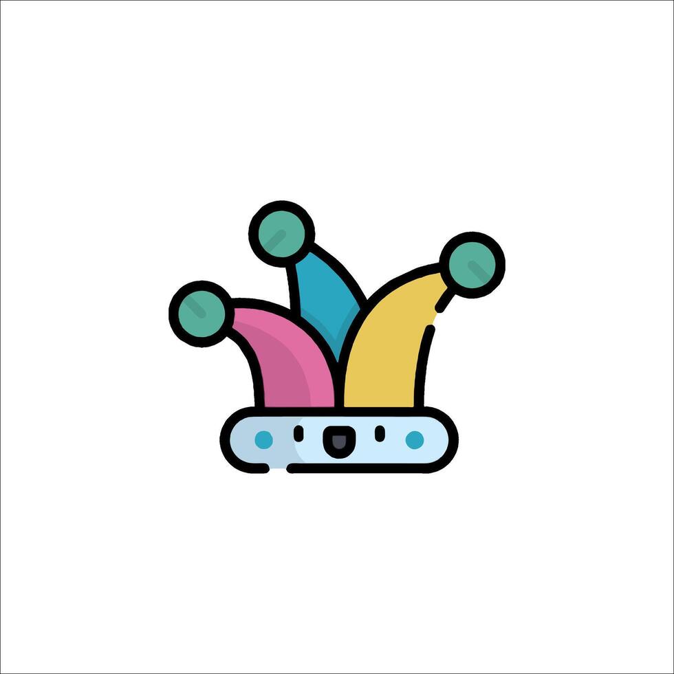 A colorful jester hat icon vector