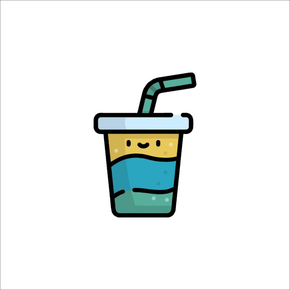 A drink with a straw and a smiley face vector