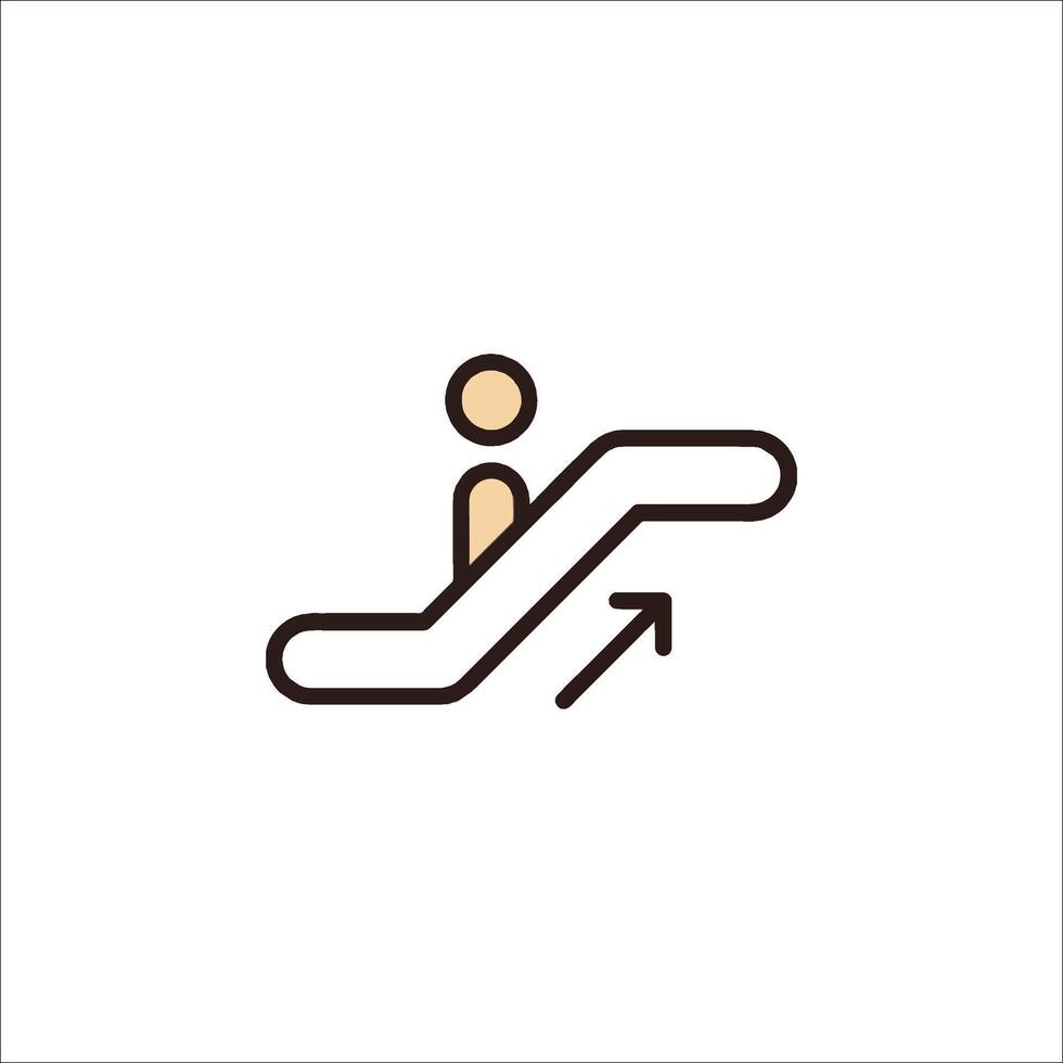 A man on a moving escalator icon vector