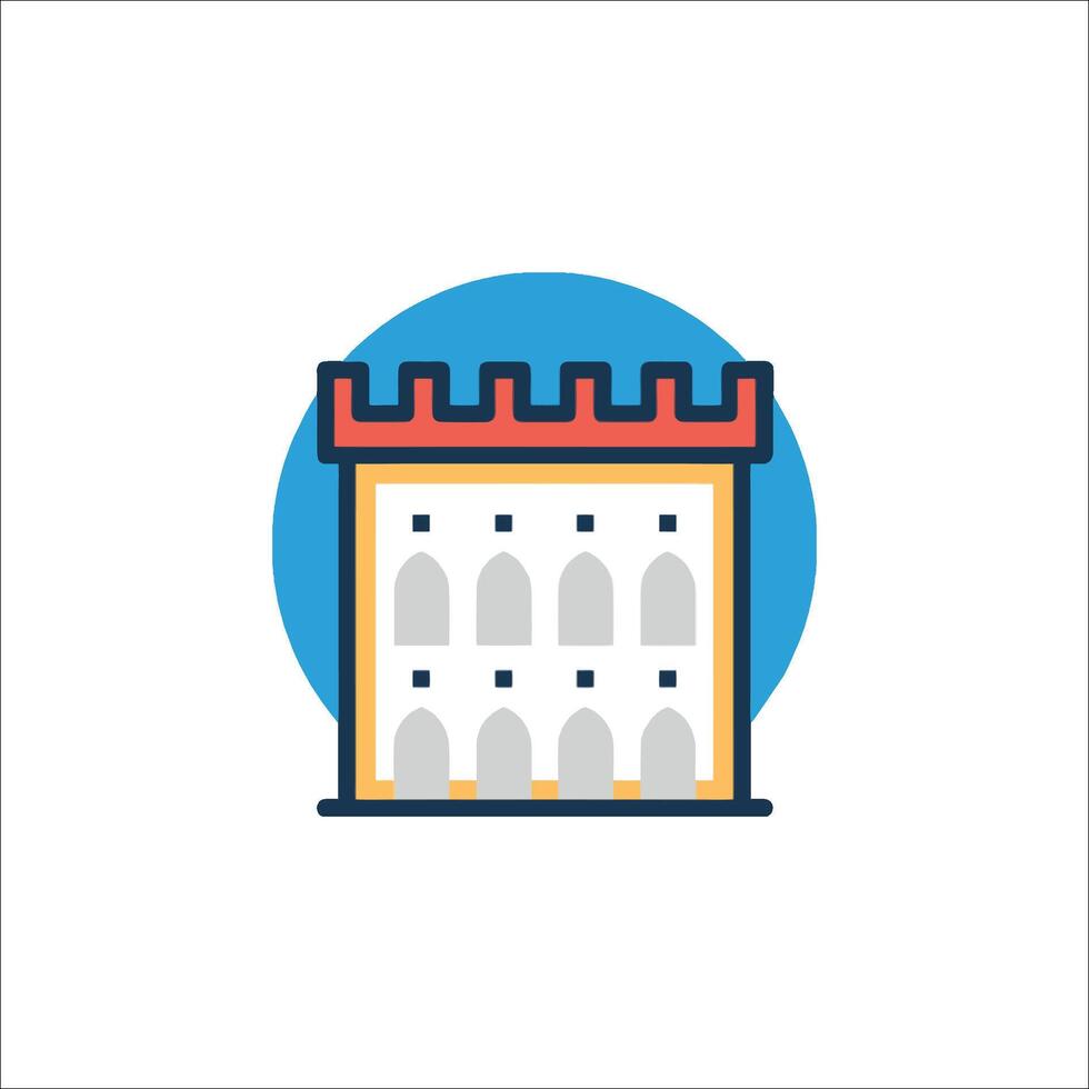 A castle icon with a blue circle vector