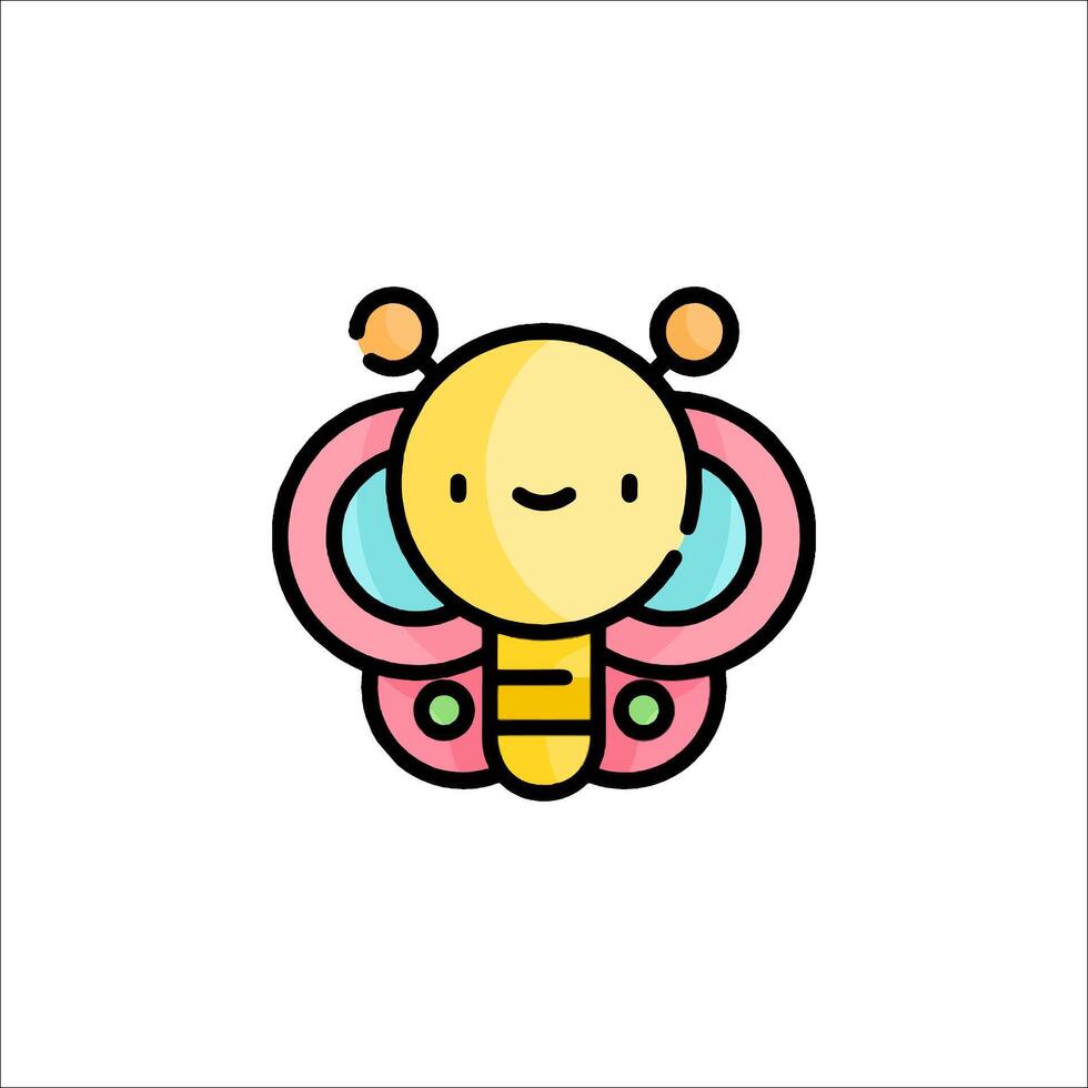 A cute cartoon butterfly with a smile on its face vector