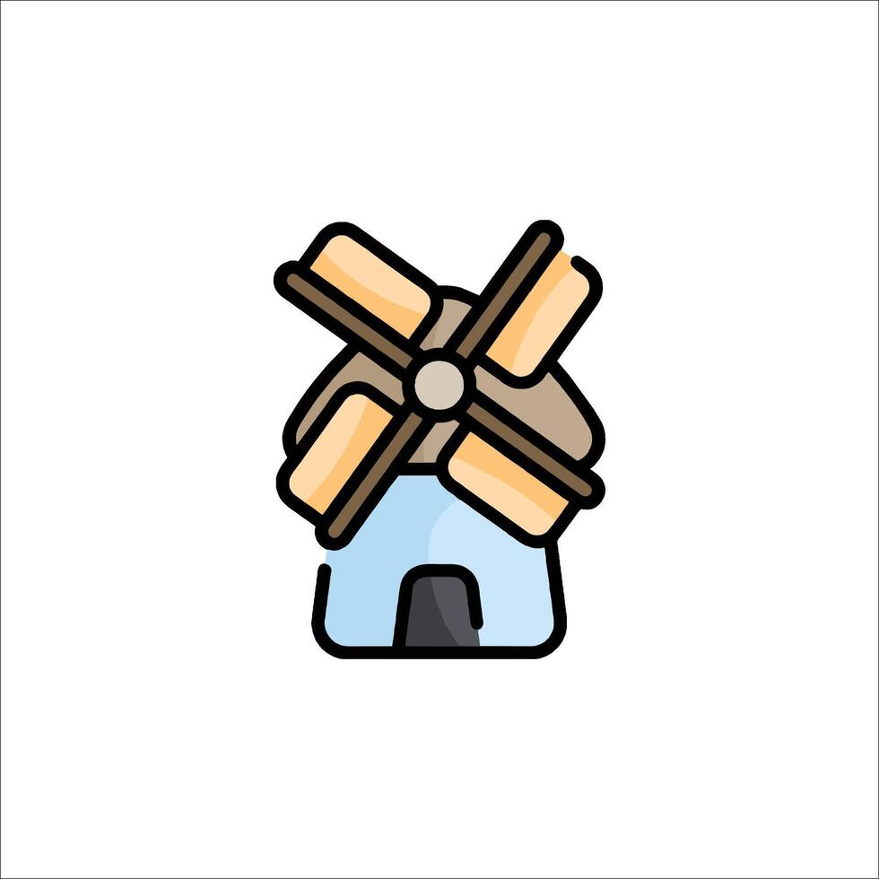 A cartoon windmill icon on a white background vector