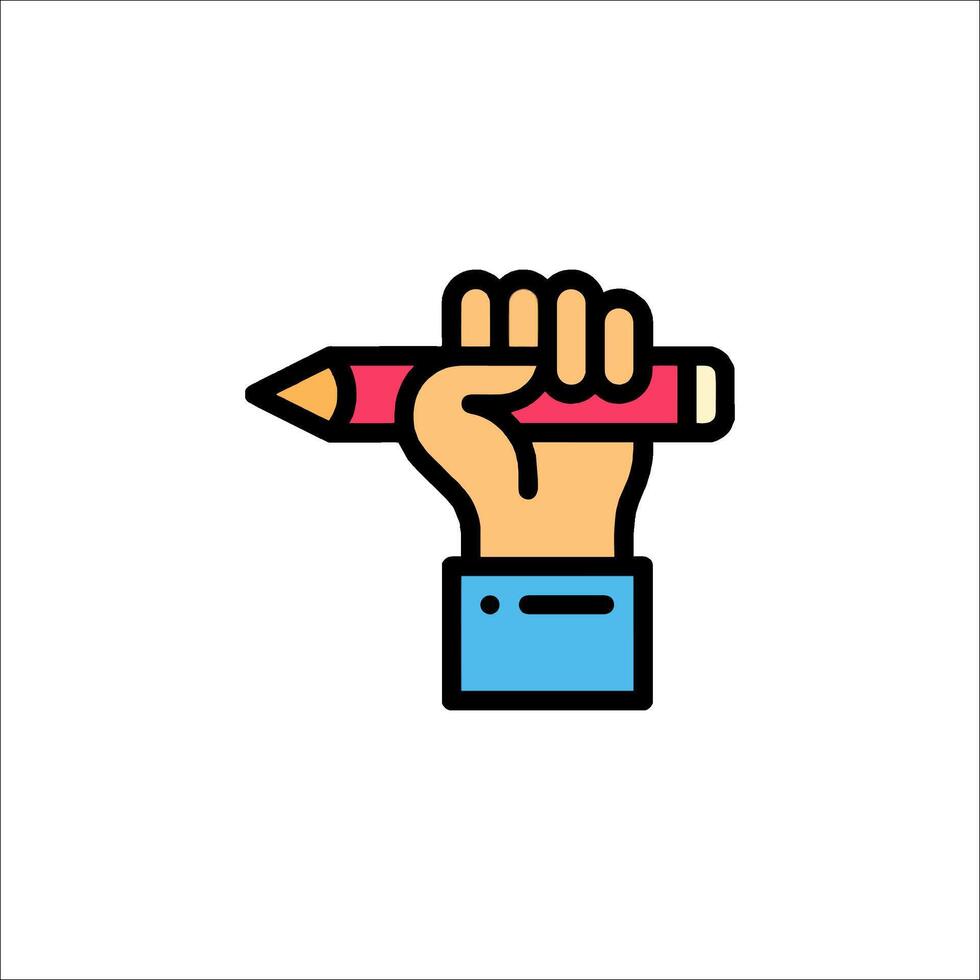 Hand holding a pencil icon illustration vector