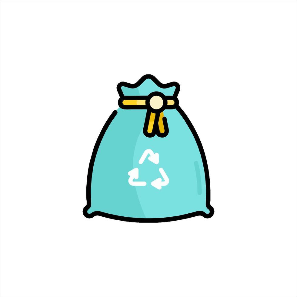 A bag with a recycling symbol on it vector