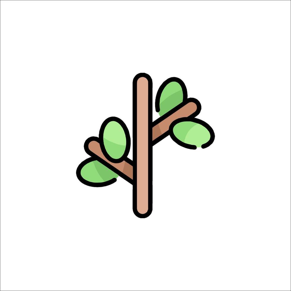A tree branch icon with leaves on it vector