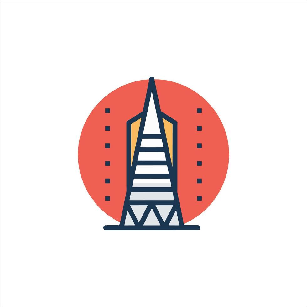 A tower with a red circle on it vector