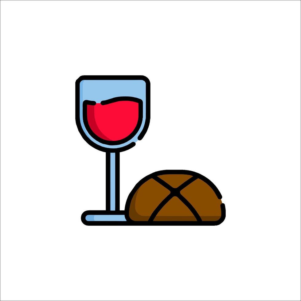 A glass of wine and bread icon vector