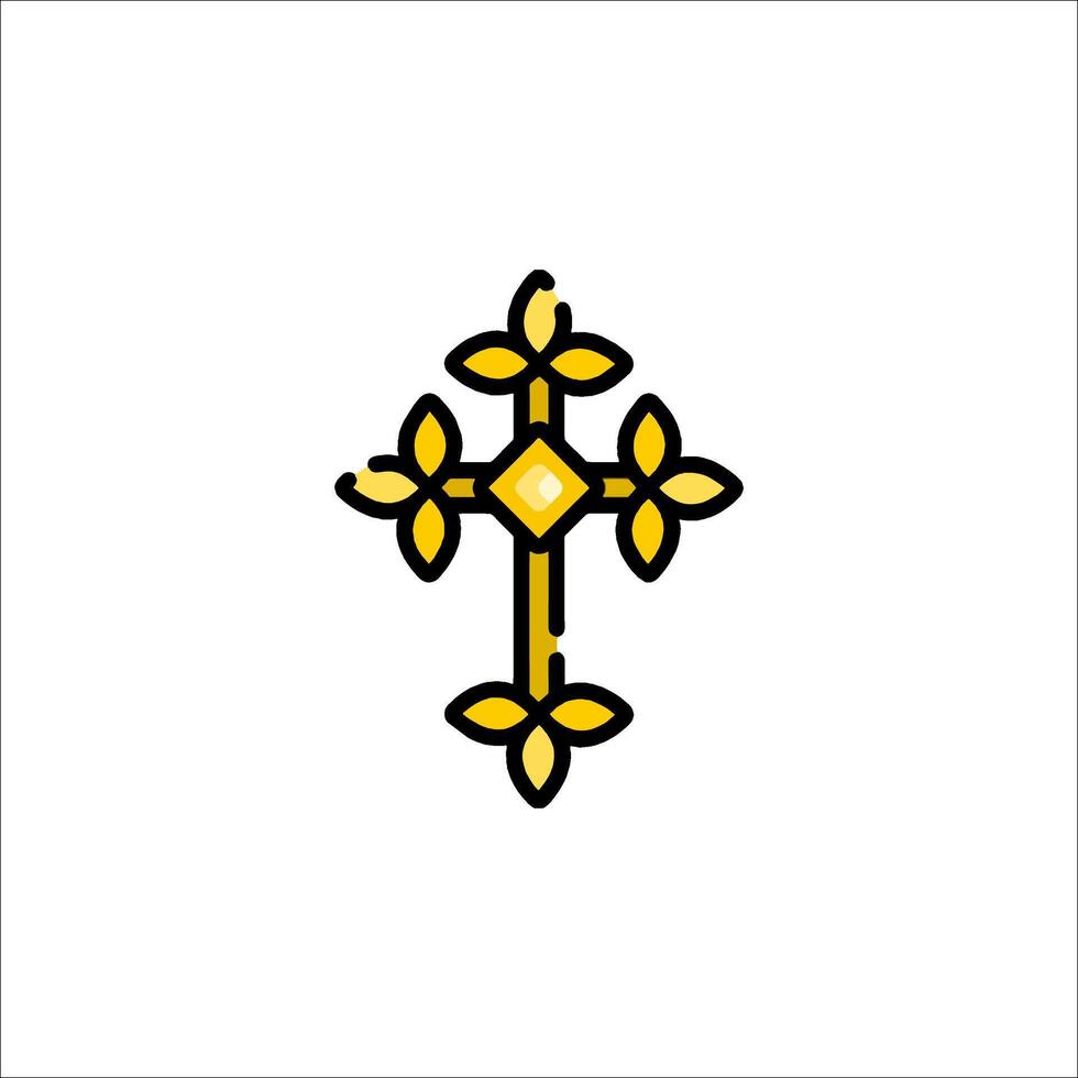 A cross with a yellow flower on it vector