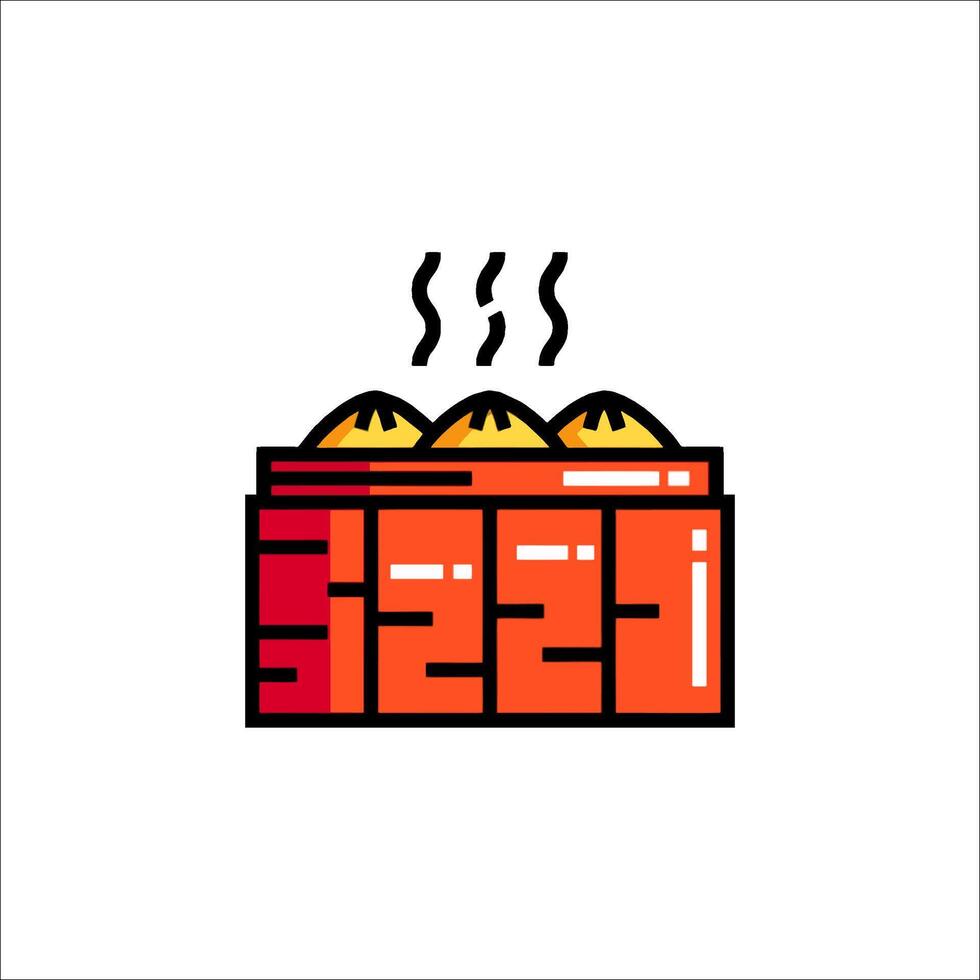 A red box with a fire inside it vector