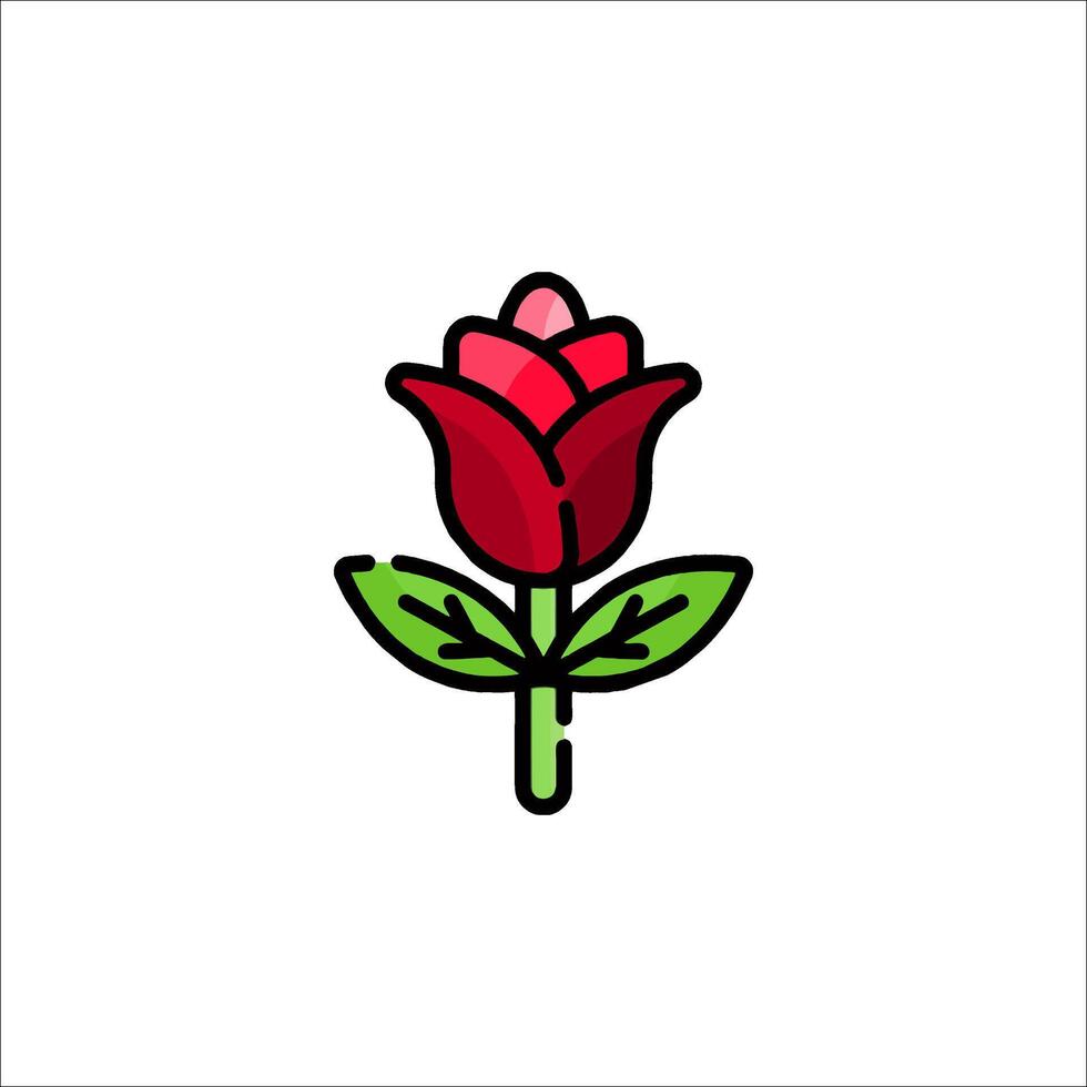 A red rose is shown on a white background vector