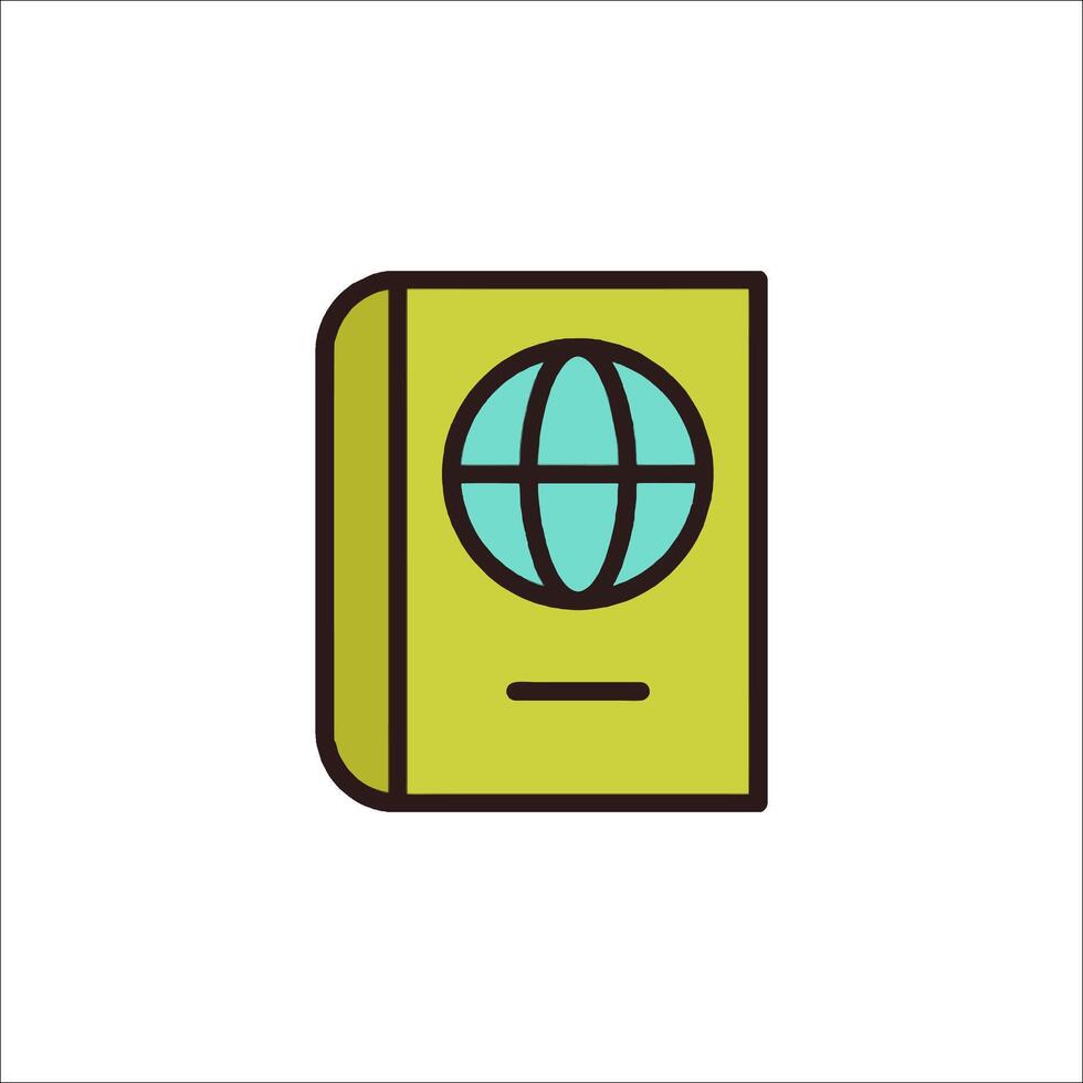 A globe icon on a yellow book vector