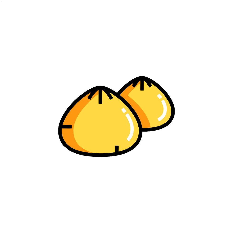 Two yellow dumplings are shown on a white background vector