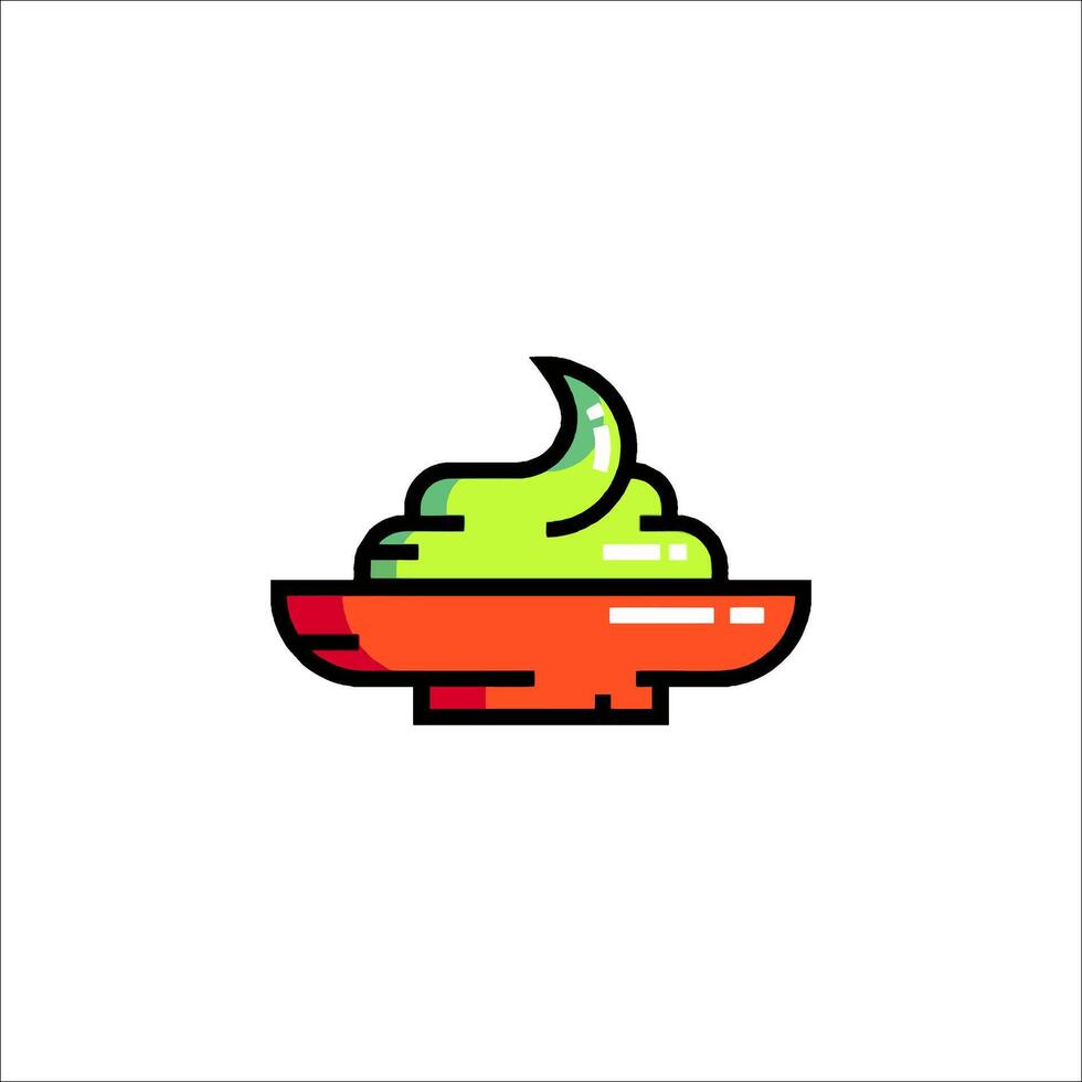 A green and red bowl of yogurt with a green spoon vector