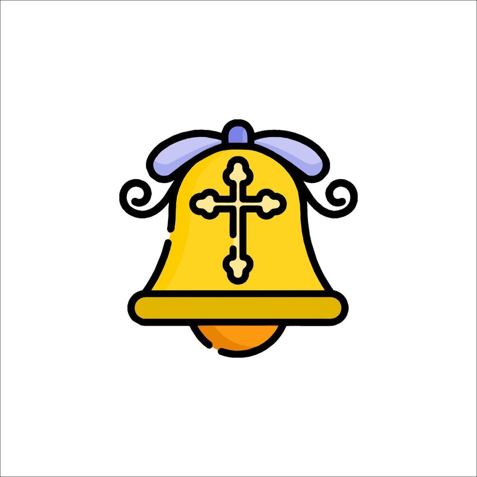 A yellow bell with a cross on it vector